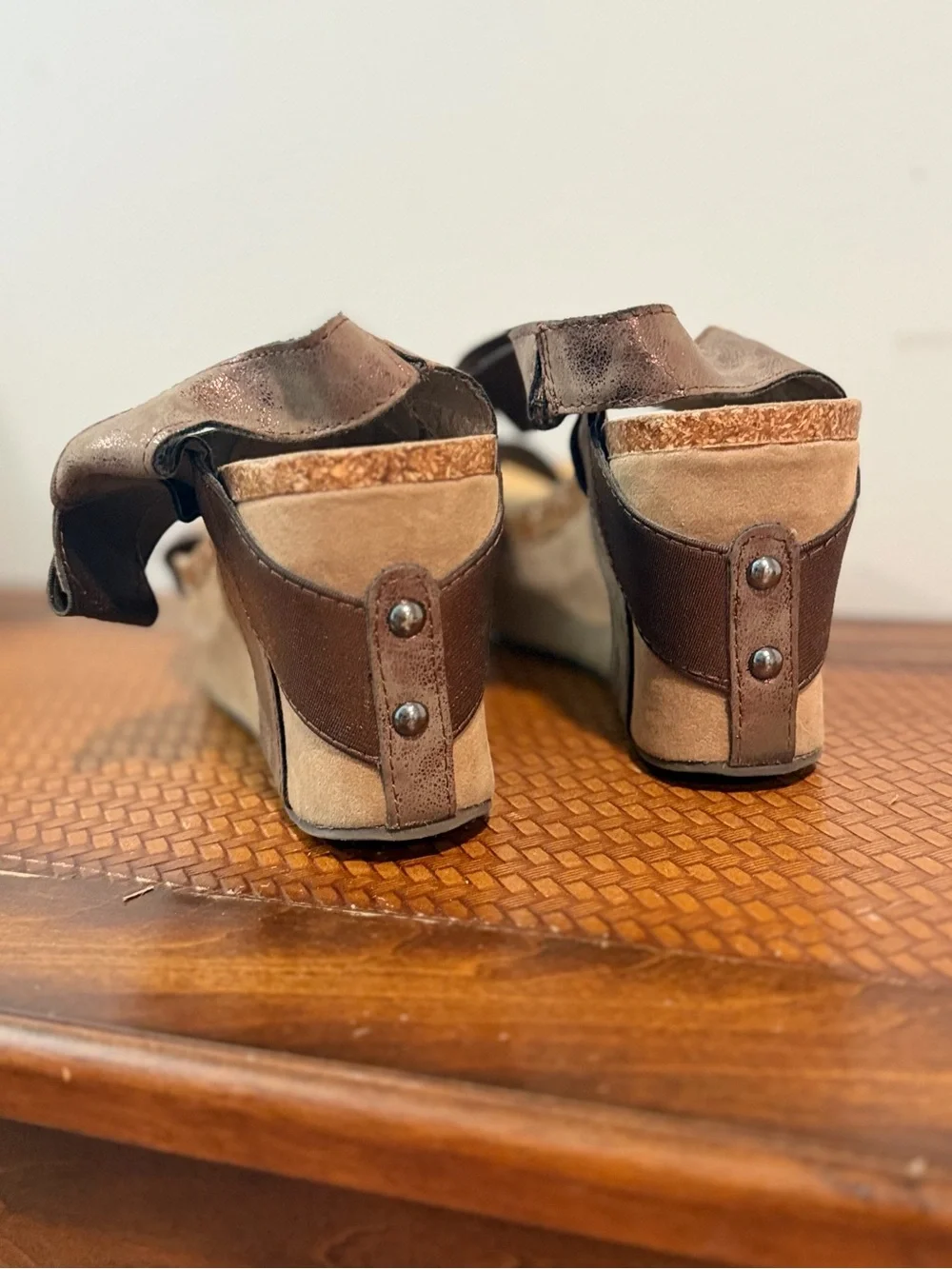 Pierre Dumas Metallic Bronze Platform Wedge Sandals
